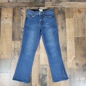 L'Agence‎ High Rise Cropped Baby Flare Jeans Serena Size 25 Blue Denim Casual